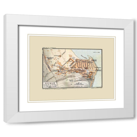 Cefalu Sicily Italy - Baedeker 1880 White Modern Wood Framed Art Print with Double Matting by Baedeker