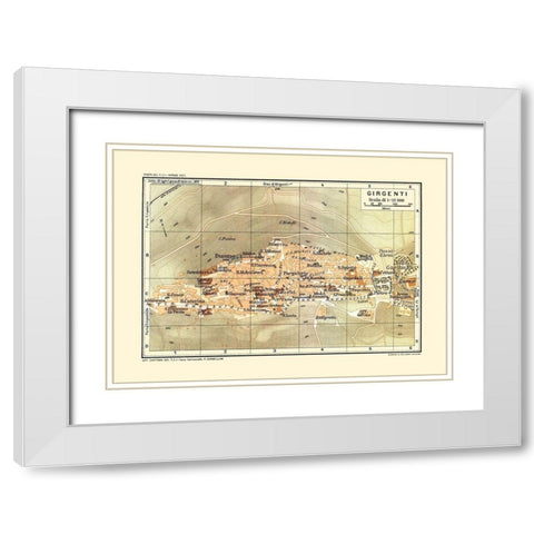 Girgenti Italy - Baedeker 1880 White Modern Wood Framed Art Print with Double Matting by Baedeker