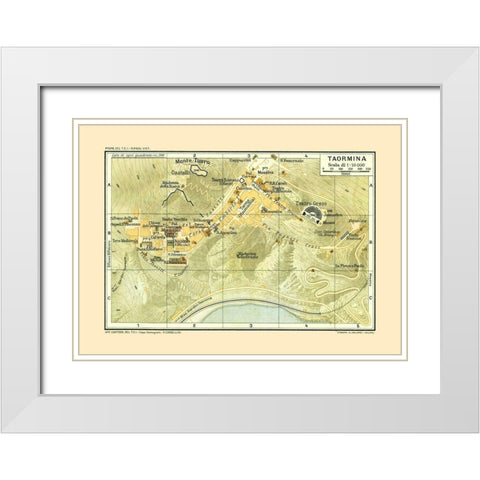 Taormina Sicily Italy - Baedeker 1880 White Modern Wood Framed Art Print with Double Matting by Baedeker