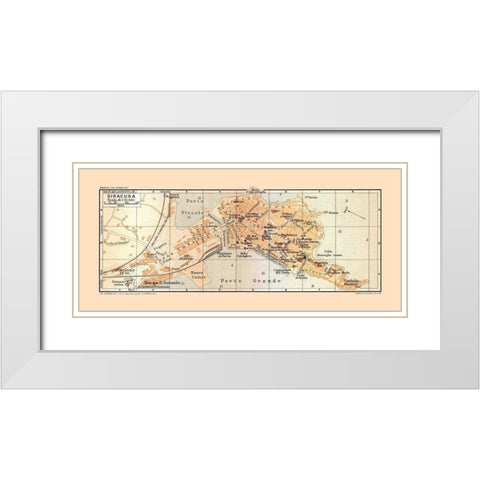 Syracuse Italy - Baedeker 1880 White Modern Wood Framed Art Print with Double Matting by Baedeker