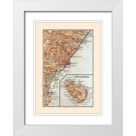 Giardini Region Sicily Italy - Baedeker 1880 White Modern Wood Framed Art Print with Double Matting by Baedeker