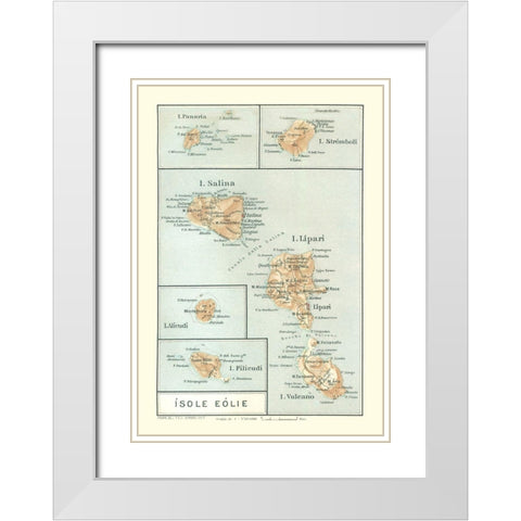 Italian Islands Italy Europe - Baedeker 1880 White Modern Wood Framed Art Print with Double Matting by Baedeker