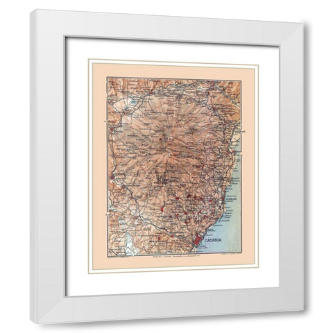 Mount Etna Region Sicily Italy - Baedeker 1880 White Modern Wood Framed Art Print with Double Matting by Baedeker