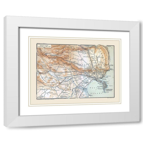 Porto Grande Region Sicily Italy - Baedeker 1880 White Modern Wood Framed Art Print with Double Matting by Baedeker