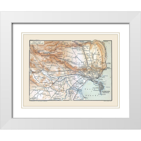 Porto Grande Region Sicily Italy - Baedeker 1880 White Modern Wood Framed Art Print with Double Matting by Baedeker