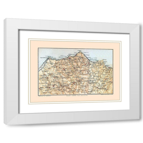 Northeastern Sicily Italy - Baedeker 1880 White Modern Wood Framed Art Print with Double Matting by Baedeker