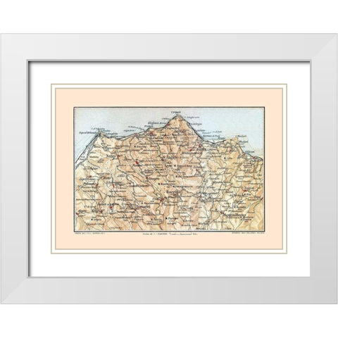 Northeastern Sicily Italy - Baedeker 1880 White Modern Wood Framed Art Print with Double Matting by Baedeker