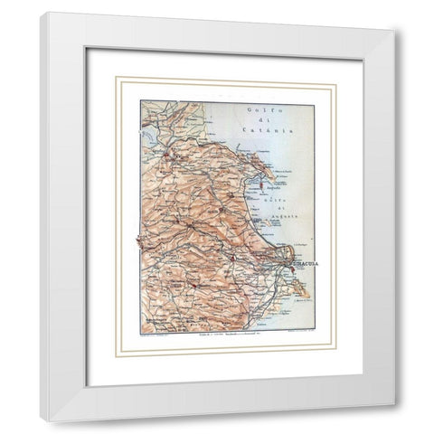 Syracuse Region Sicily Italy - Baedeker 1880 White Modern Wood Framed Art Print with Double Matting by Baedeker