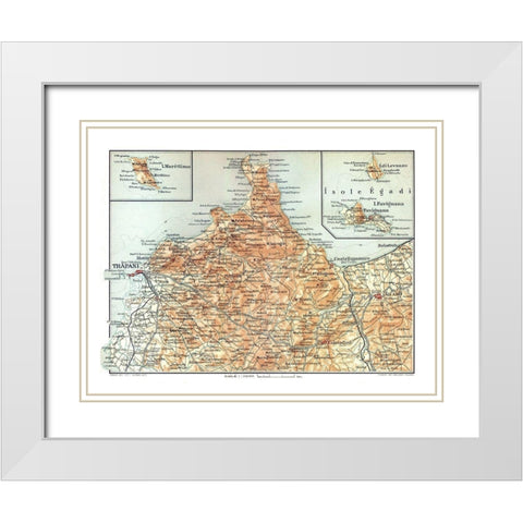 Northwestern Sicily Italy - Baedeker 1880 White Modern Wood Framed Art Print with Double Matting by Baedeker