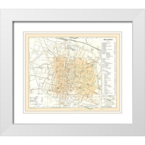 Bologna Italy - Bertarelli 1914 White Modern Wood Framed Art Print with Double Matting by Bertarelli