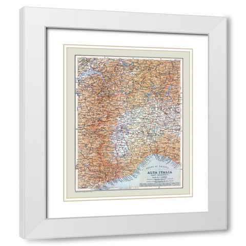 Northwestern Italy - Bertarelli 1914 White Modern Wood Framed Art Print with Double Matting by Bertarelli