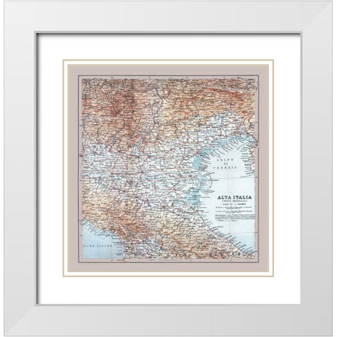 Northeastern Italy - Bertarelli 1914 White Modern Wood Framed Art Print with Double Matting by Bertarelli