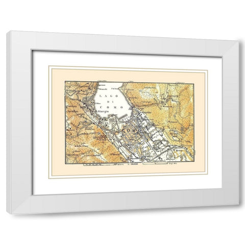 Province of Como Italy - Bertarelli 1914 White Modern Wood Framed Art Print with Double Matting by Bertarelli