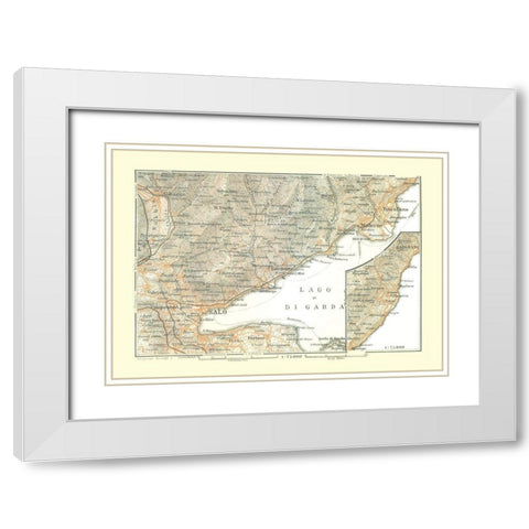 Western Lake Garda Region Italy - Bertarelli 1914 White Modern Wood Framed Art Print with Double Matting by Bertarelli