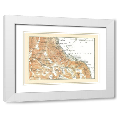 Lake Maggiore Northern Italy - Bertarelli 1914 White Modern Wood Framed Art Print with Double Matting by Bertarelli