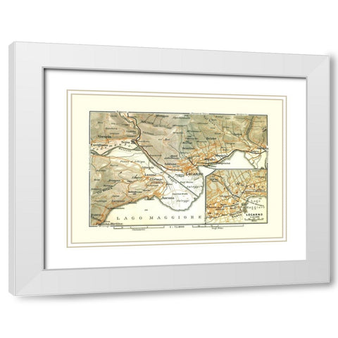 Locarno Region Italy - Bertarelli 1914 White Modern Wood Framed Art Print with Double Matting by Bertarelli