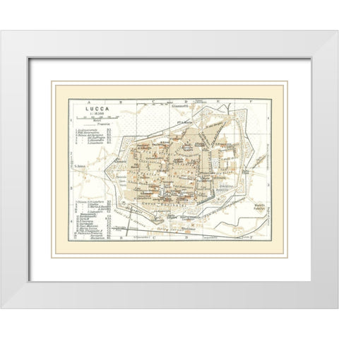 Lucca Italy - Bertarelli 1914 White Modern Wood Framed Art Print with Double Matting by Bertarelli