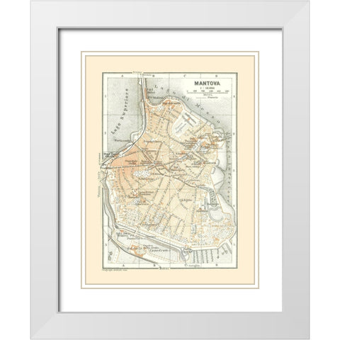 Mantova Italy - Bertarelli 1914 White Modern Wood Framed Art Print with Double Matting by Bertarelli