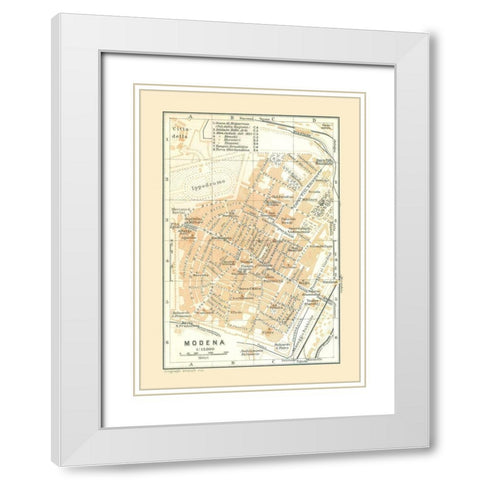 Modena Italy - Bertarelli 1914 White Modern Wood Framed Art Print with Double Matting by Bertarelli