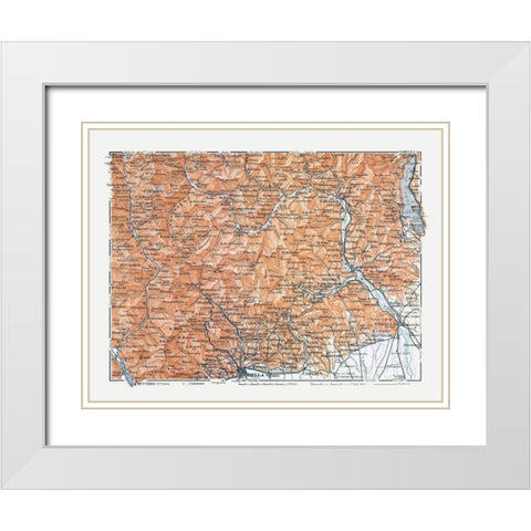 Northern Biella Region Italy - Bertarelli 1914 White Modern Wood Framed Art Print with Double Matting by Bertarelli