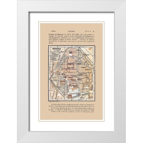Novara Italy - Bertarelli 1914 White Modern Wood Framed Art Print with Double Matting by Bertarelli