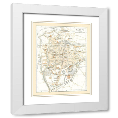 Padua Italy - Bertarelli 1914 White Modern Wood Framed Art Print with Double Matting by Bertarelli