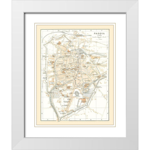 Padua Italy - Bertarelli 1914 White Modern Wood Framed Art Print with Double Matting by Bertarelli