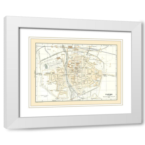 Parma Italy - Bertarelli 1914 White Modern Wood Framed Art Print with Double Matting by Bertarelli