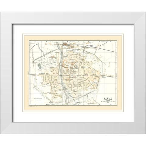 Parma Italy - Bertarelli 1914 White Modern Wood Framed Art Print with Double Matting by Bertarelli
