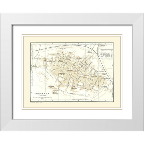 Piacenza Italy - Bertarelli 1914 White Modern Wood Framed Art Print with Double Matting by Bertarelli