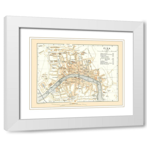 Pisa Italy - Bertarelli 1914 White Modern Wood Framed Art Print with Double Matting by Bertarelli