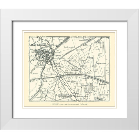 Ravenna Plan Italy - Bertarelli 1914 White Modern Wood Framed Art Print with Double Matting by Bertarelli