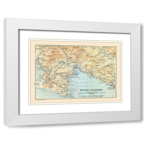 Recco Chiavari Italy - Bertarelli 1914 White Modern Wood Framed Art Print with Double Matting by Bertarelli