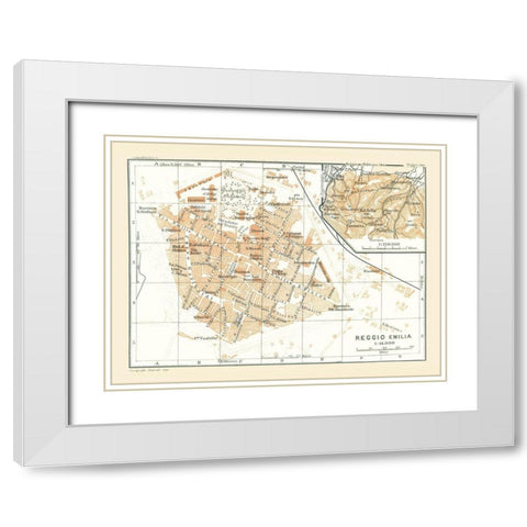 Reggio Emilia Italy - Bertarelli 1914 White Modern Wood Framed Art Print with Double Matting by Bertarelli