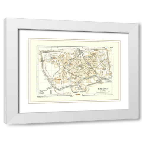 Treviso Italy - Bertarelli 1914 White Modern Wood Framed Art Print with Double Matting by Bertarelli