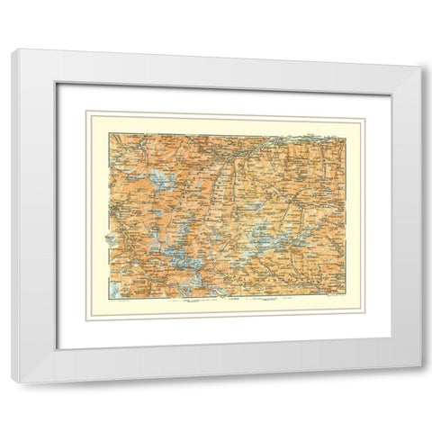 Mountains France Italy - Bertarelli 1914 White Modern Wood Framed Art Print with Double Matting by Bertarelli