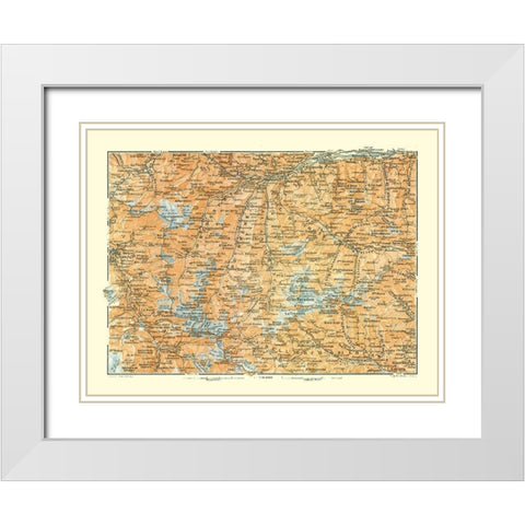 Mountains France Italy - Bertarelli 1914 White Modern Wood Framed Art Print with Double Matting by Bertarelli