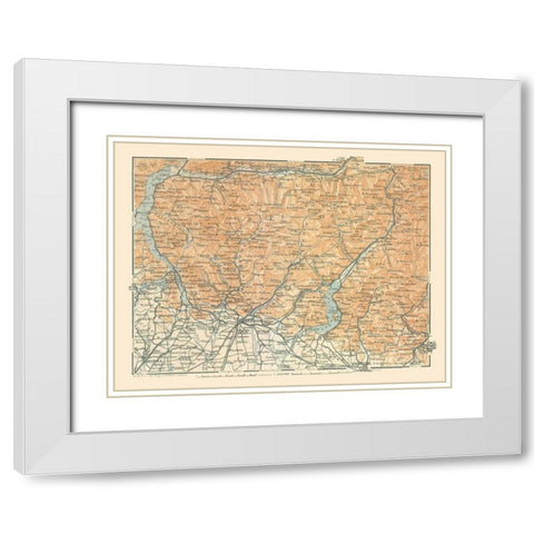 Bergamo Alps North Italy - Bertarelli 1914 White Modern Wood Framed Art Print with Double Matting by Bertarelli