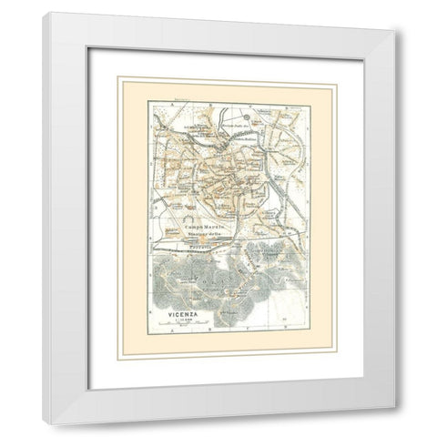 Vicenza Italy - Bertarelli 1914 White Modern Wood Framed Art Print with Double Matting by Bertarelli