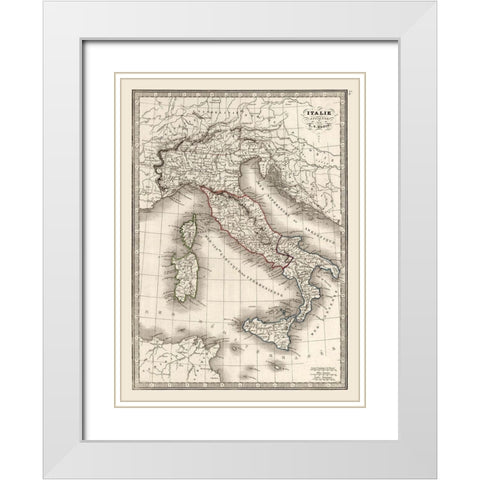 Ancient Italy - Monin 1839 White Modern Wood Framed Art Print with Double Matting by Monin