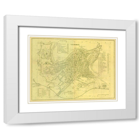 Verona Italy - Muggiani 1865  White Modern Wood Framed Art Print with Double Matting by Muggiani