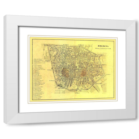 Bologna Italy - Muggiani 1865  White Modern Wood Framed Art Print with Double Matting by Muggiani