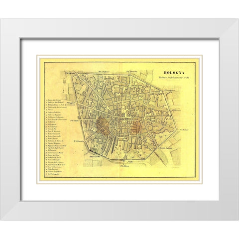Bologna Italy - Muggiani 1865  White Modern Wood Framed Art Print with Double Matting by Muggiani