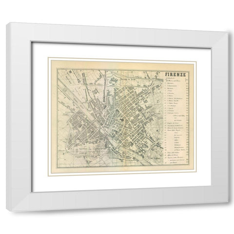 Firenze Italy - Castro 1870  White Modern Wood Framed Art Print with Double Matting by Castro