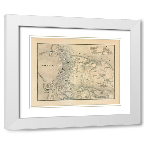 Ancona Italy - Castro 1870  White Modern Wood Framed Art Print with Double Matting by Castro