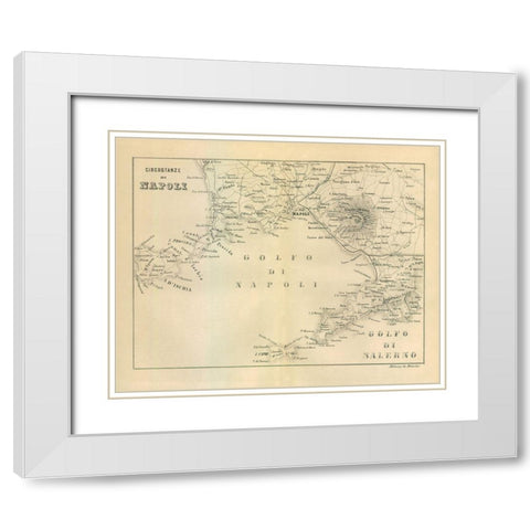 Napoli Italy - Castro 1870  White Modern Wood Framed Art Print with Double Matting by Castro