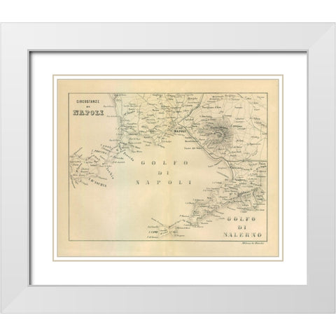 Napoli Italy - Castro 1870  White Modern Wood Framed Art Print with Double Matting by Castro