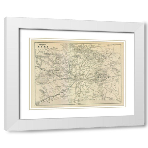 Roma Italy - Castro 1870  White Modern Wood Framed Art Print with Double Matting by Castro