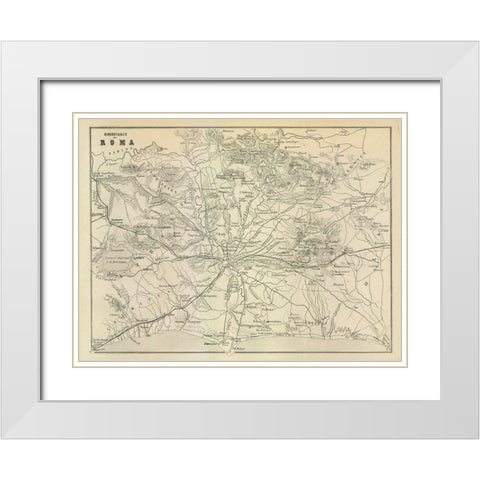 Roma Italy - Castro 1870  White Modern Wood Framed Art Print with Double Matting by Castro