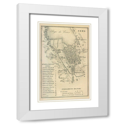 Como Italy - Castro 1870  White Modern Wood Framed Art Print with Double Matting by Castro